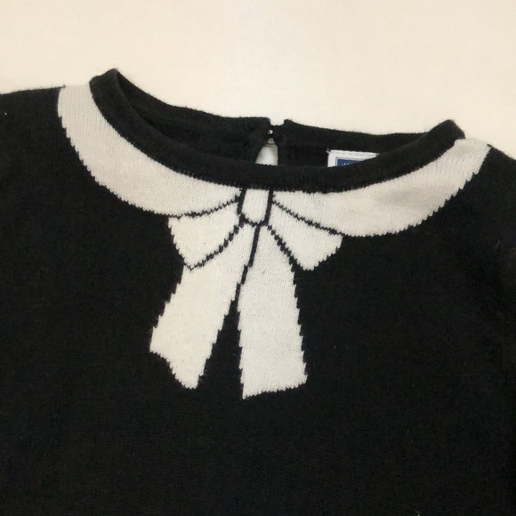 Janie and Jack Bow Sweater Toddler Black and White - Picture 2 of 6